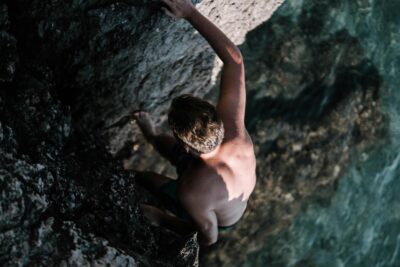 climber on the side of a mountain