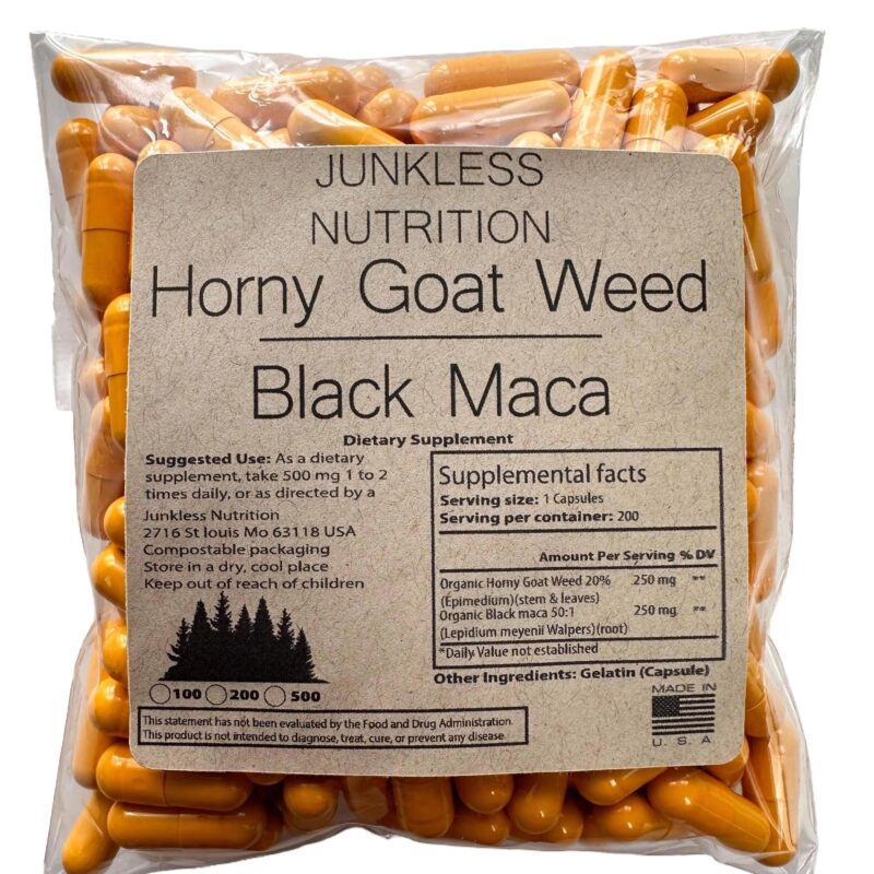 horny goa weed with maca supplement in a clear pouch