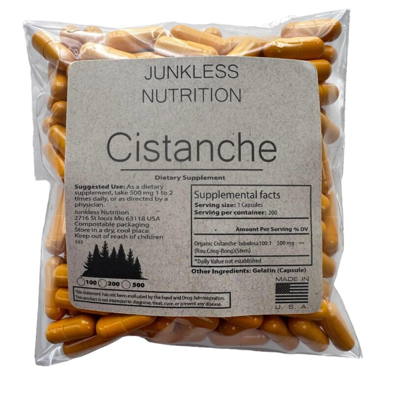 Pure cistanche capsules in a clear labeled pouch