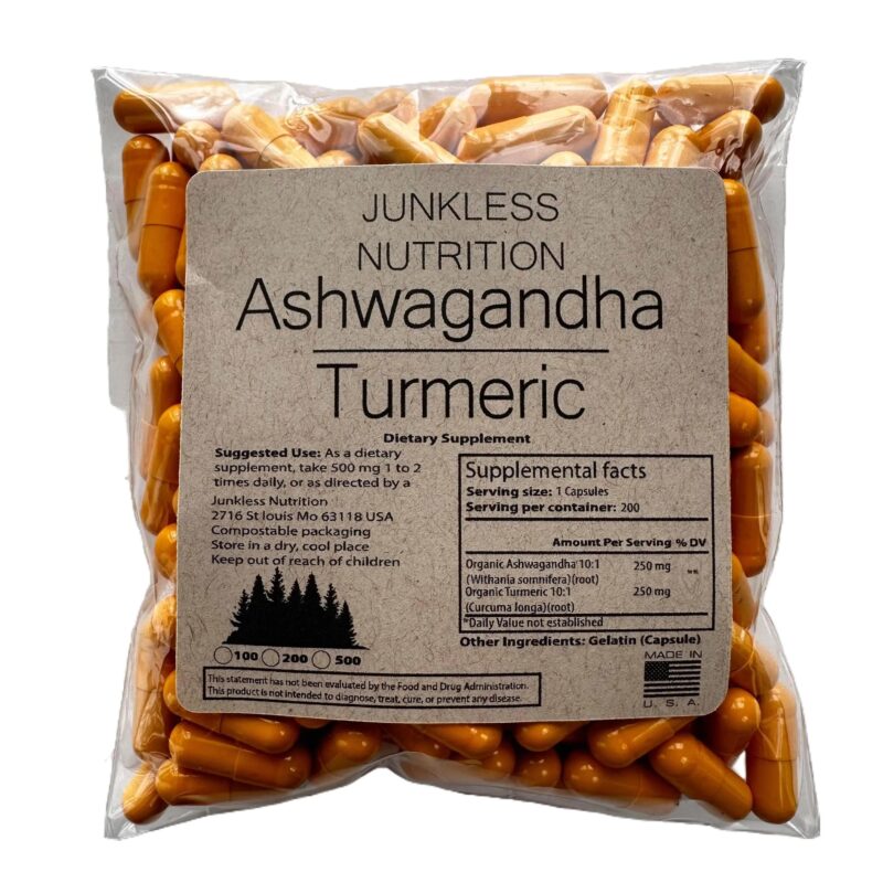 Ashwagandha and turmeric 500mg 10:1 extrct supplement