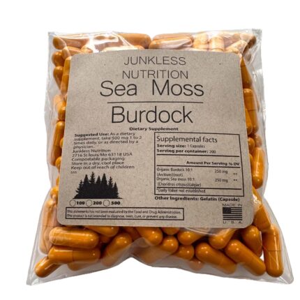 sea moss burdock supplements 500mg in a 500 count pack