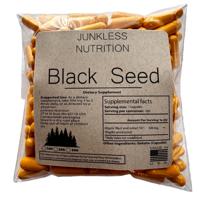 Black seed capsules in a product pouch
