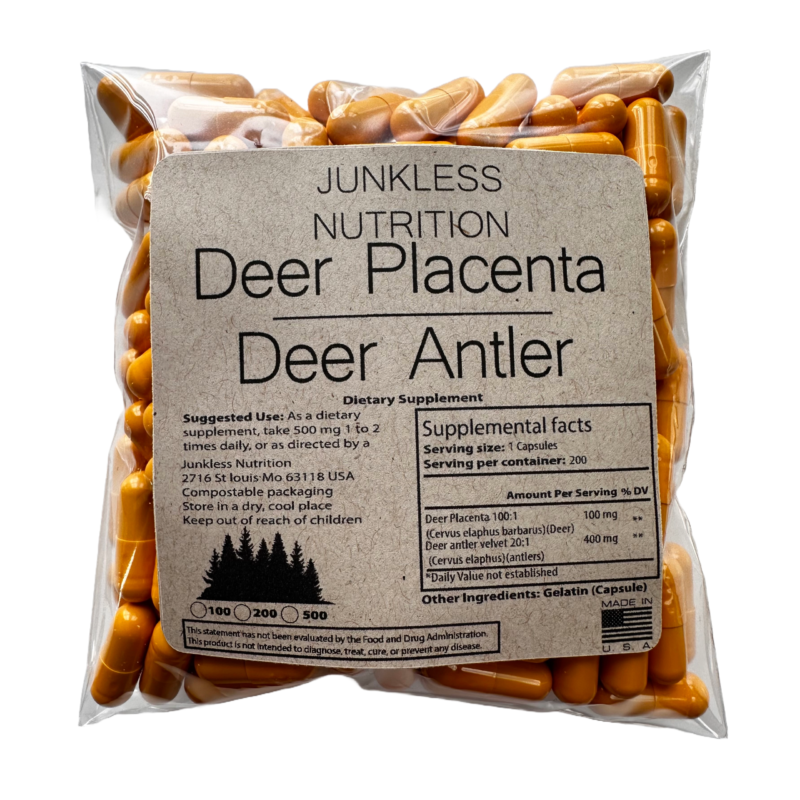 deer placenta and deer antler velvet capsules 500mg 500 count