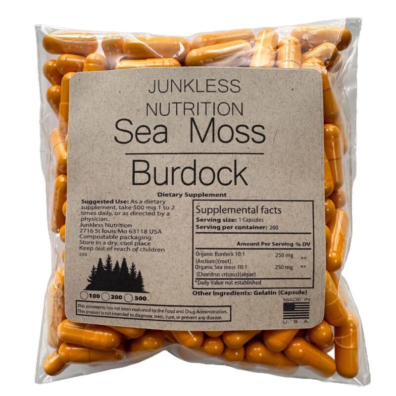 500mg sea moss burdock supplements 10:1