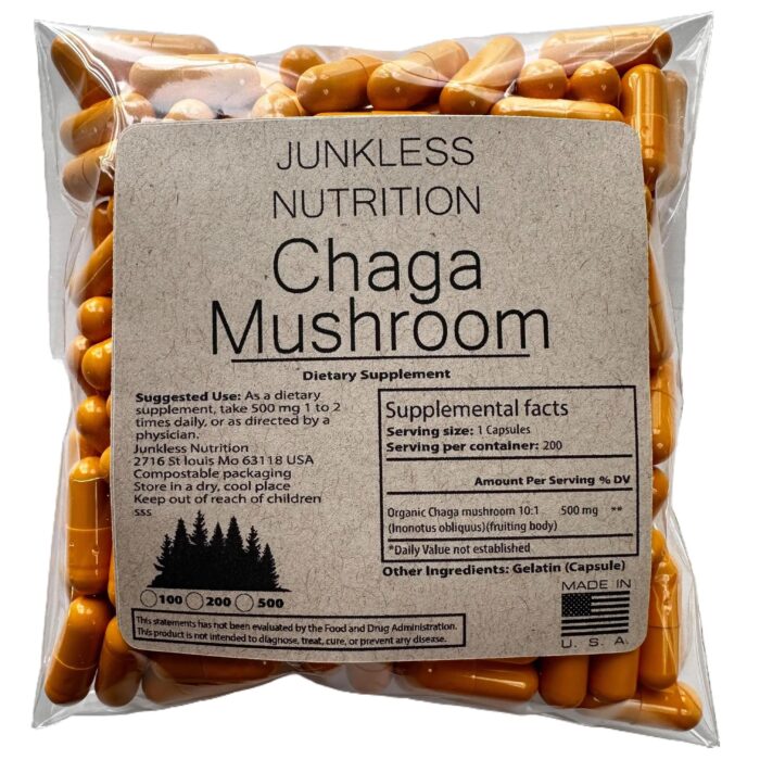 500mg chaga mushroom capsules
