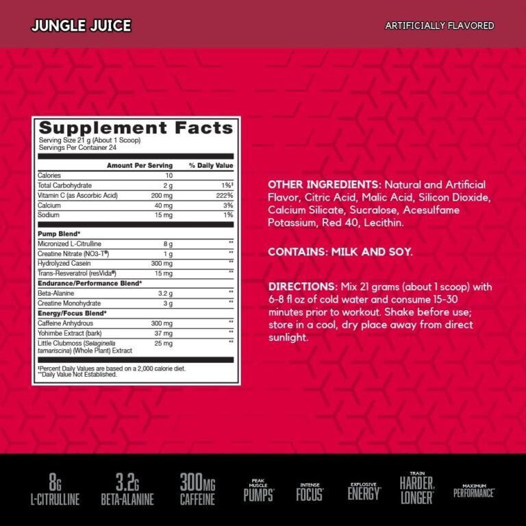 Bsn N.O.-XPLODE product label ingredients list