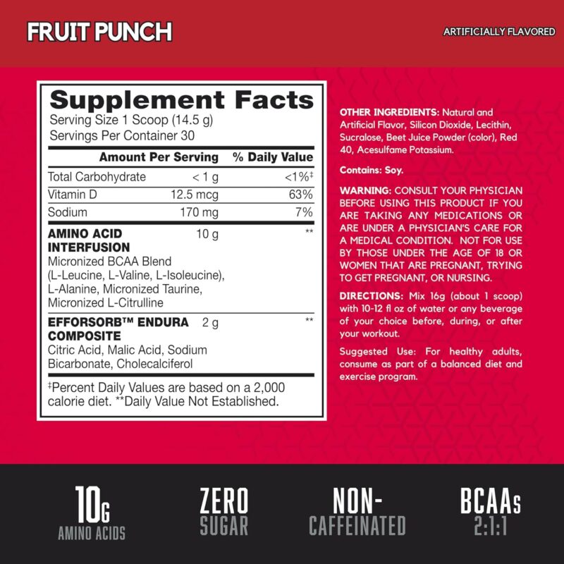 supplement facts of fruit punch BSN amino x