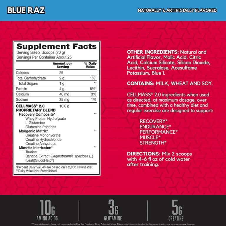 Bsn Cellmass 2.0 product label ingredients list