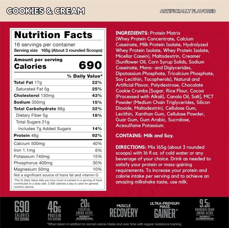 Bsn Cookies & Creme Tru Mass product label ingredients list