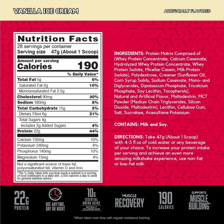 Bsn Syntha-6 product label ingredients list