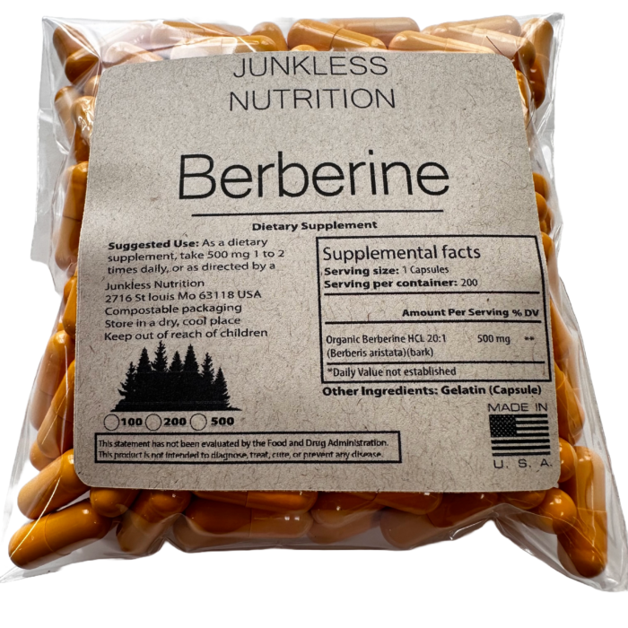 500mg 20:1 berberine capsule supplement