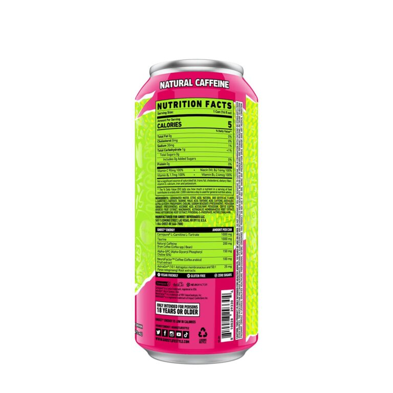 Ghost Energy Can Nutritional Facts Label