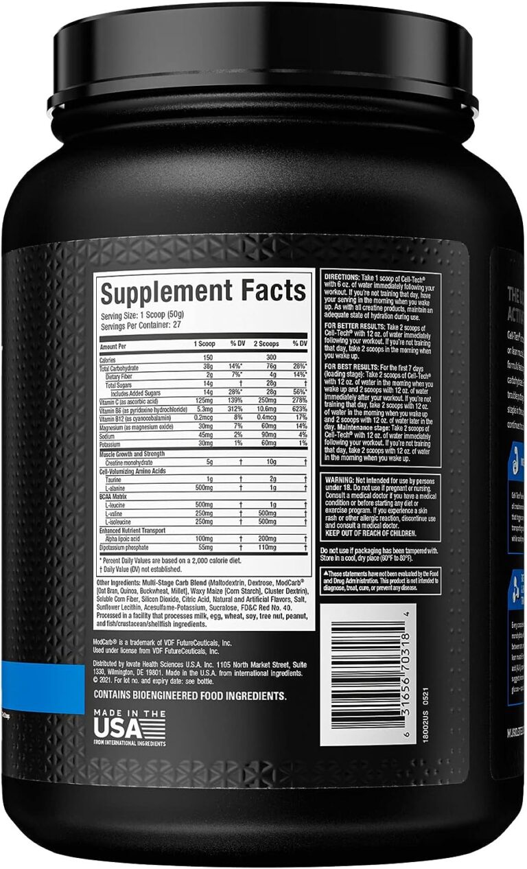 MuscleTech Cell-Tech Ingredient label