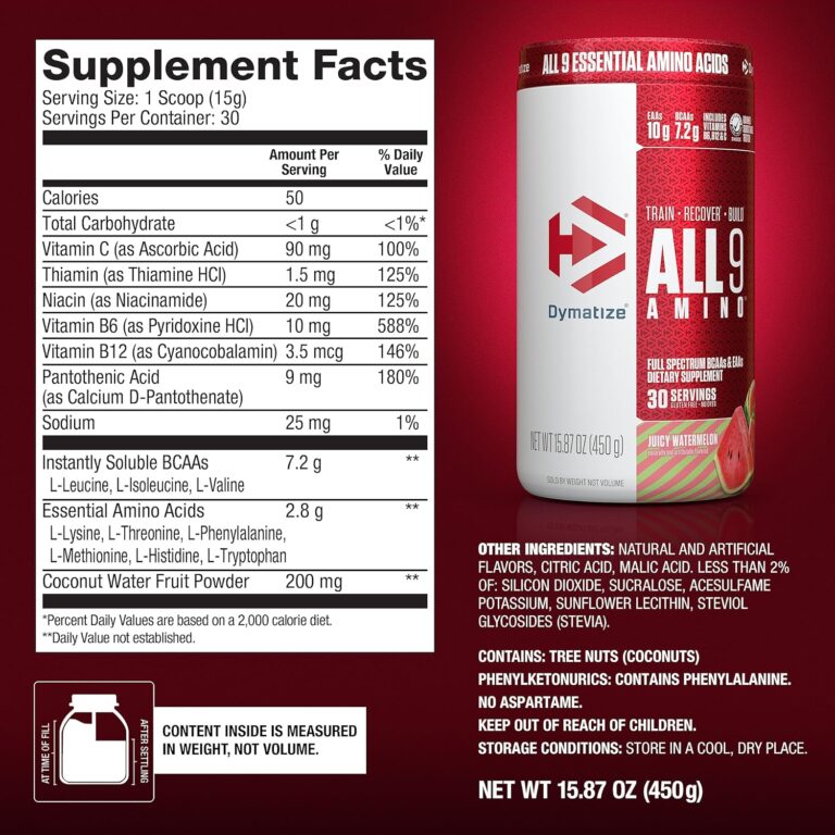 Dymatize All9 Amino Ingredient Label