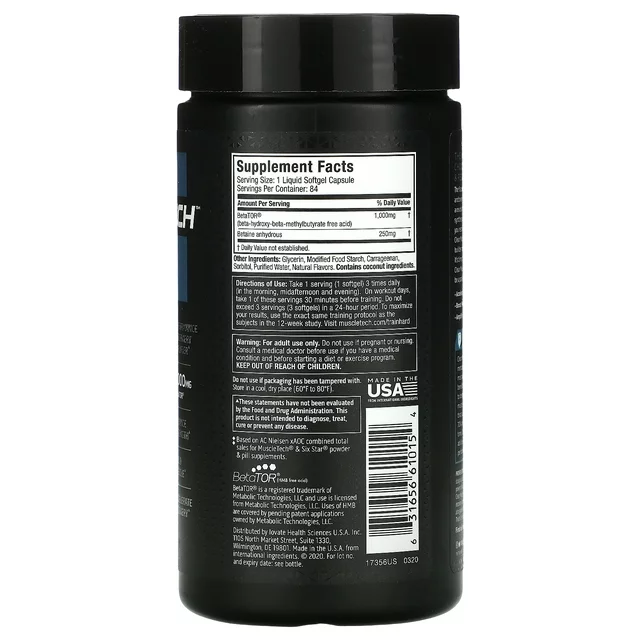 MuscleTech Clear Ingredient Label