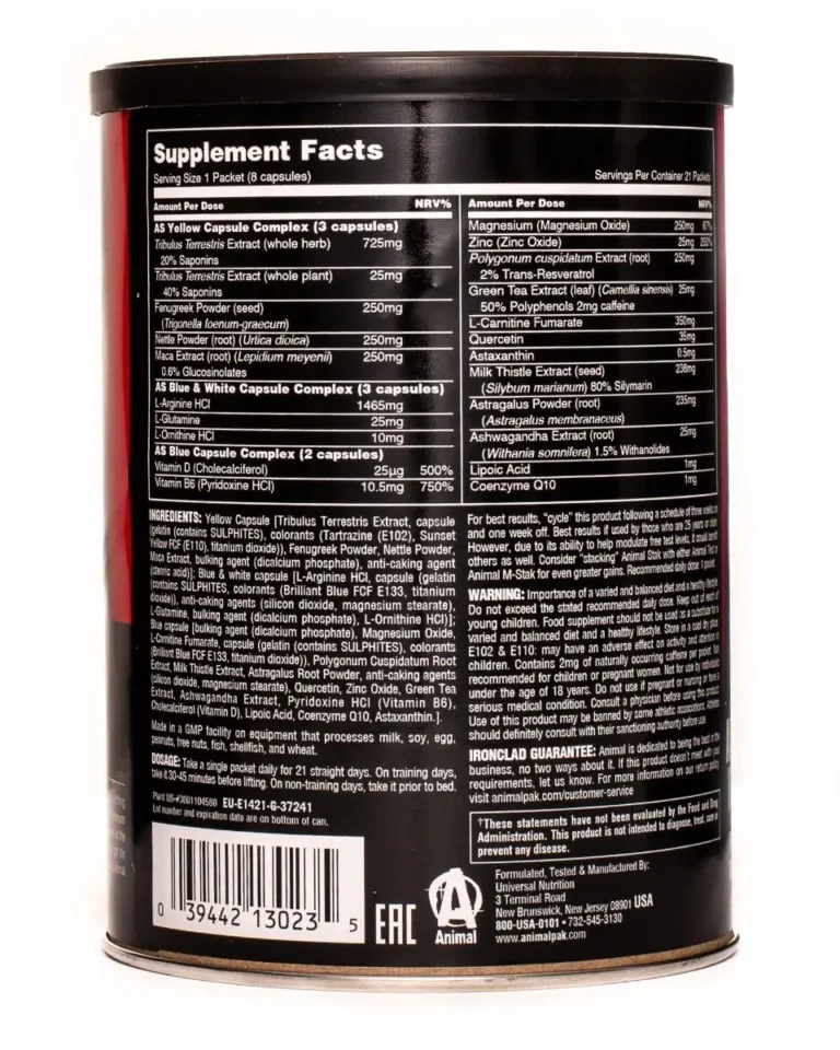 Animal Stak Ingredient Label