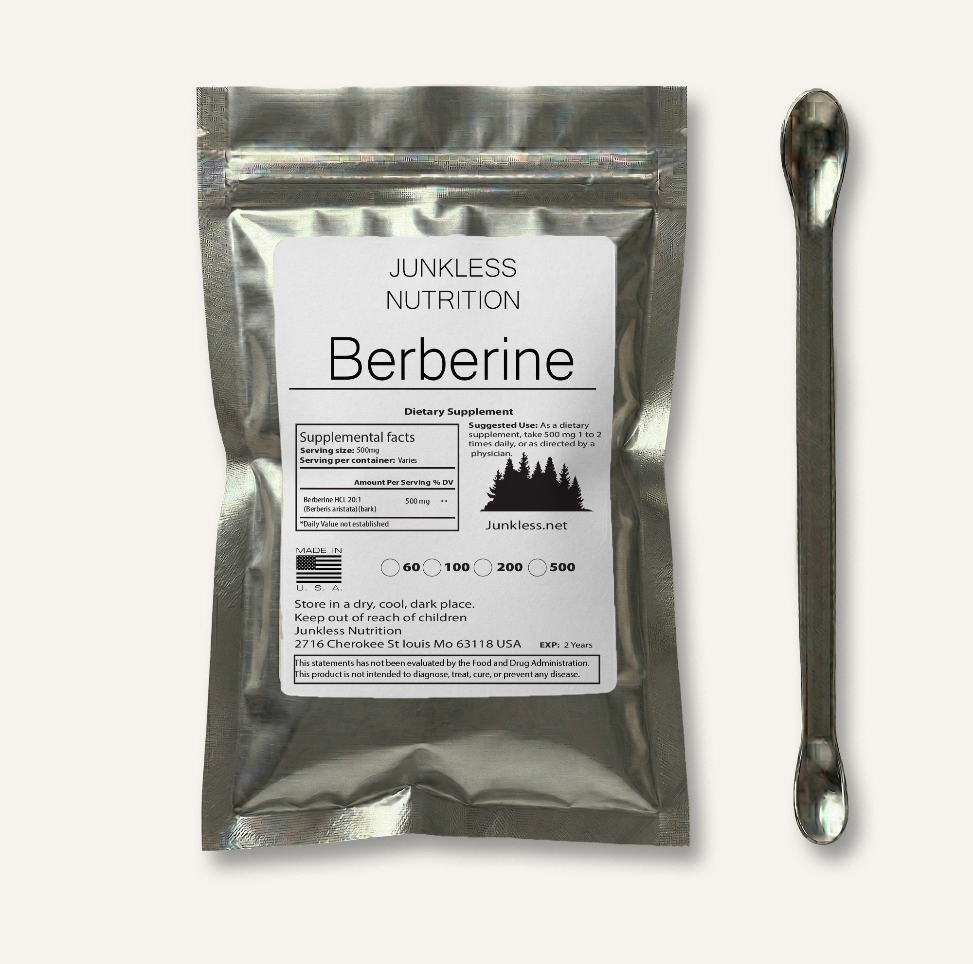 Berberine powder with spoon Berberine powder with spoon
