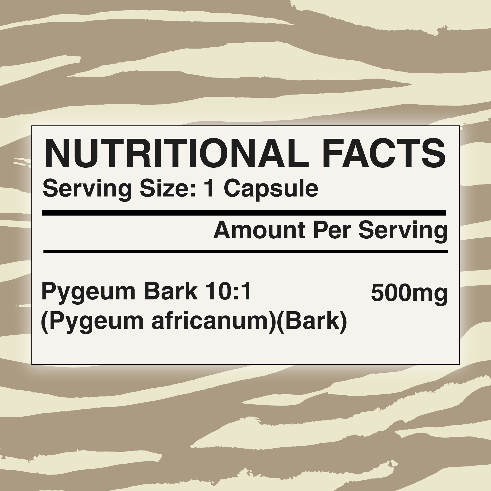 Pygeum supplement panel