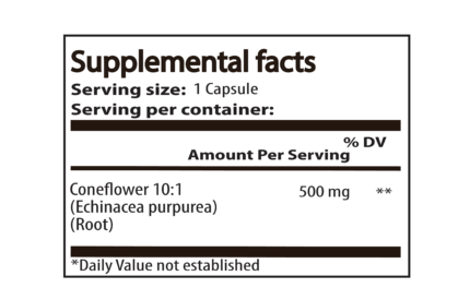 Coneflower supplement facts label