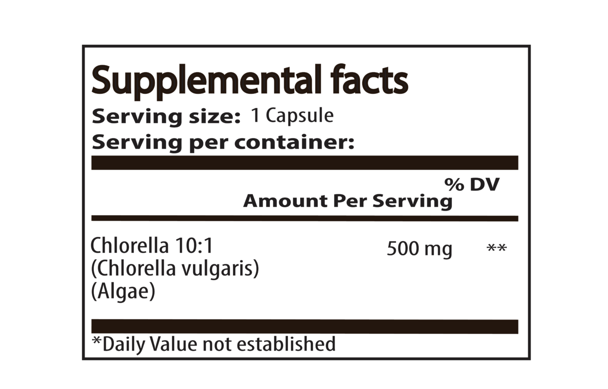 Chlorella supplement facts label